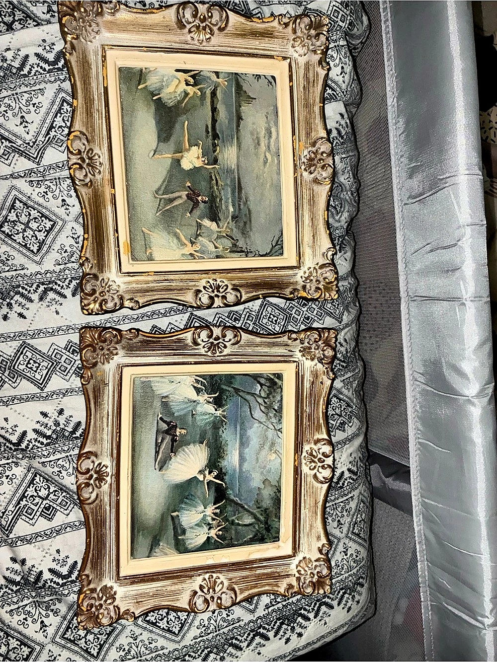 Vintage Ballet Dancer Prints – Ornate Gold & Cream Frames – Set of 2